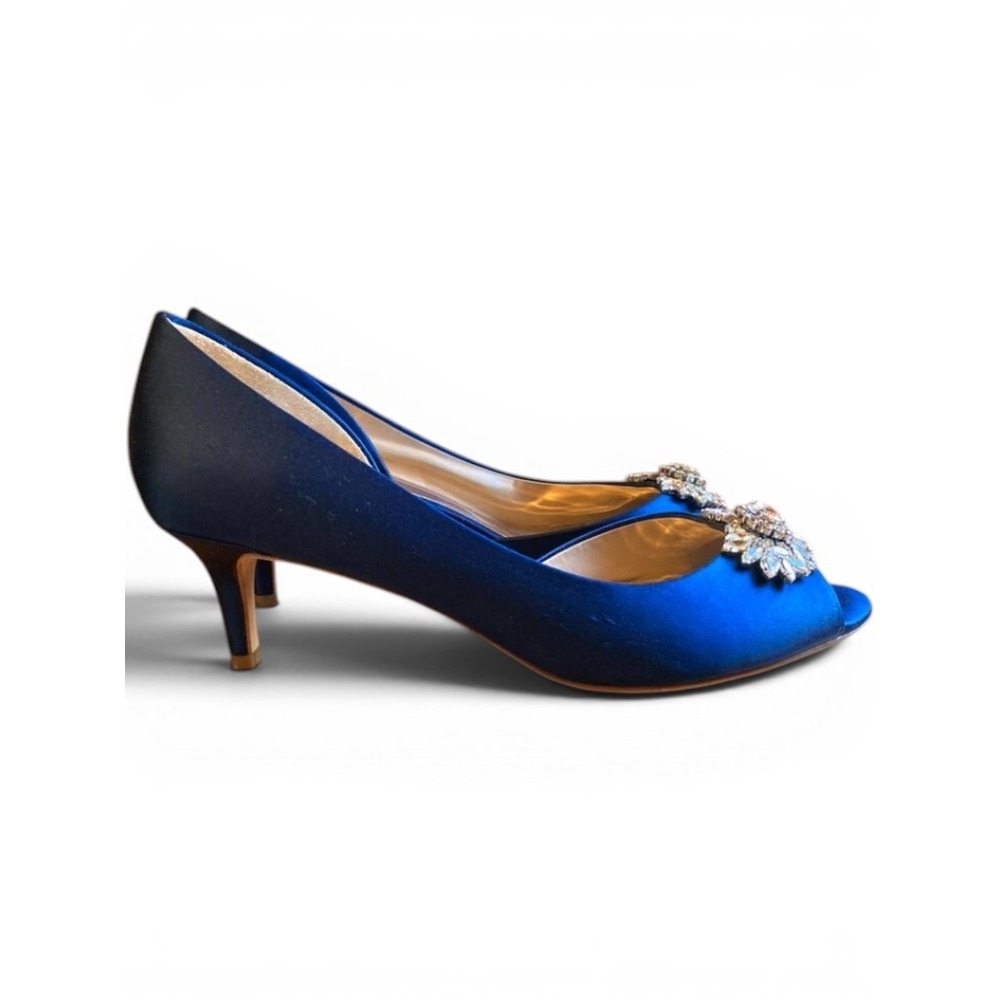 Badgley Mischka High Heel Shoes Macie Pump Royal Blue Navy Satin Size 9 NIB
